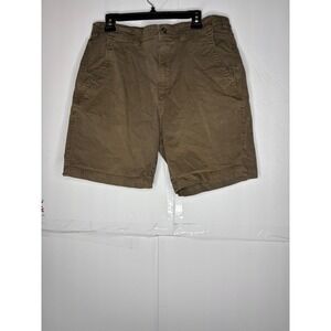 Orvis Mens Chino Shorts Size 34 Olive Brown Stretch Cotton Flat Front Casual